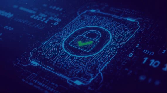 Padlock over a digital circuit board representing privacy controls